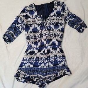 Blue and White Romper